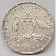AUSTRALIA 1934 . FLORIN . LOW MINTAGE